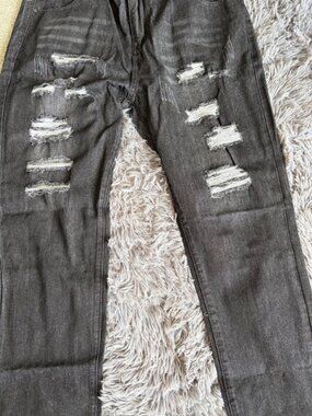 Men’s Distressed Jeans Size 38 Ripped Denim Streetwear NWT